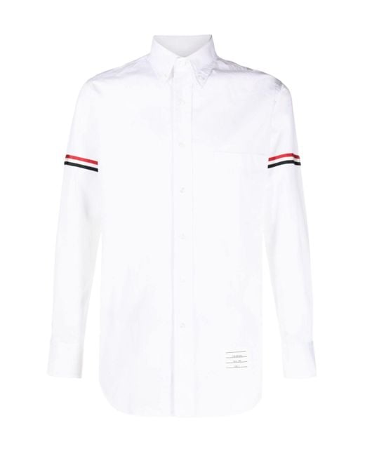Thom Browne White Rwb Striped Long-Sleeved Shirt for men