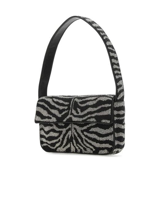 Staud Black Tommy Foldover Top Shoulder Bag