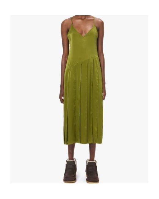 J.W. Anderson Green Ribbon-Panel Midi Dress
