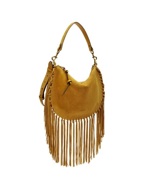 Isabel Marant Metallic Oskan Soft Zipped Bag Fringe