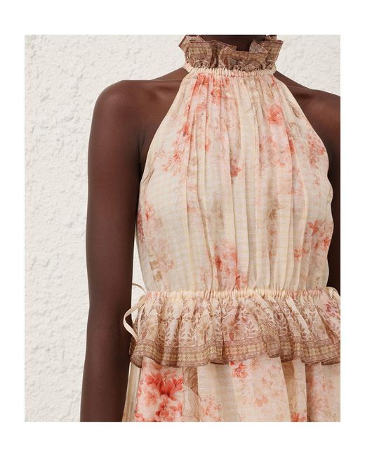 Zimmermann Pink Illuminate Halter Midi Dress