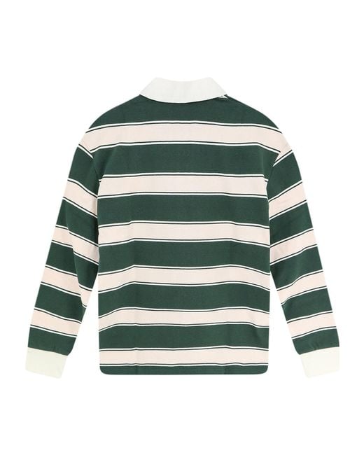 Closed Green Striped Rugby Sweater