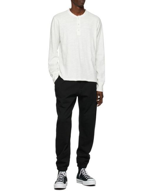 Rag & Bone White Round Slit Collar Long-Sleeved T-Shirt for men