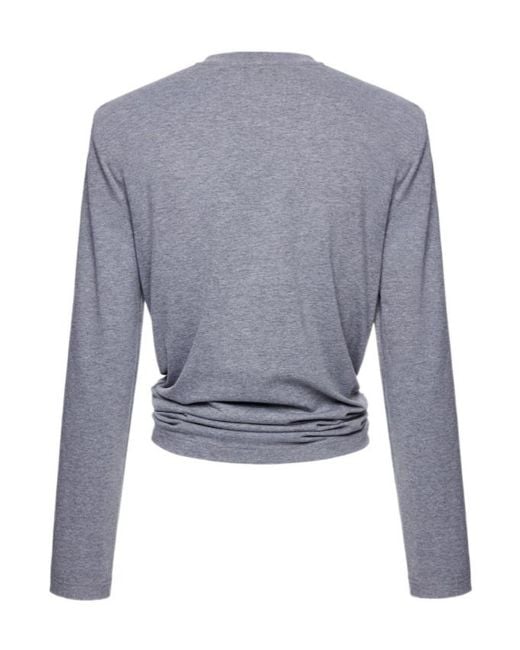 Magda Butrym Blue Knotted Long Sleeved Jersey Blouse