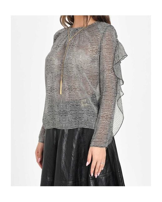 Elisabetta Franchi Gray Sheer Blouse