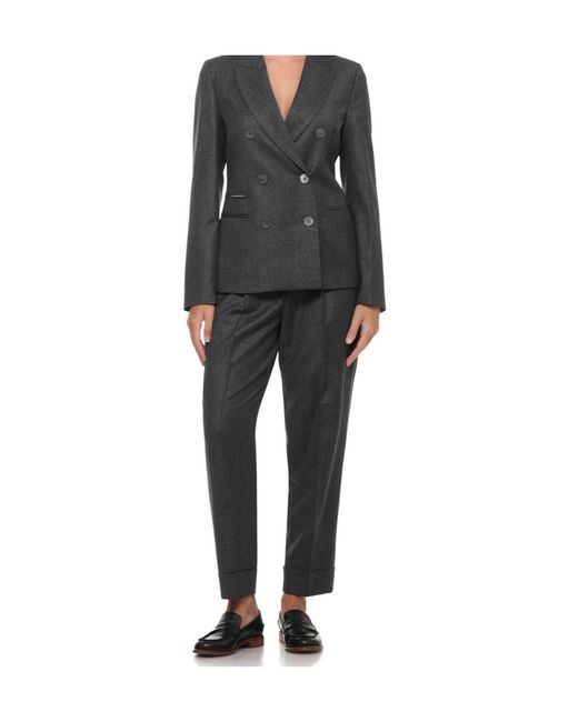 Peserico Black Glitter Double-Breasted Blazer