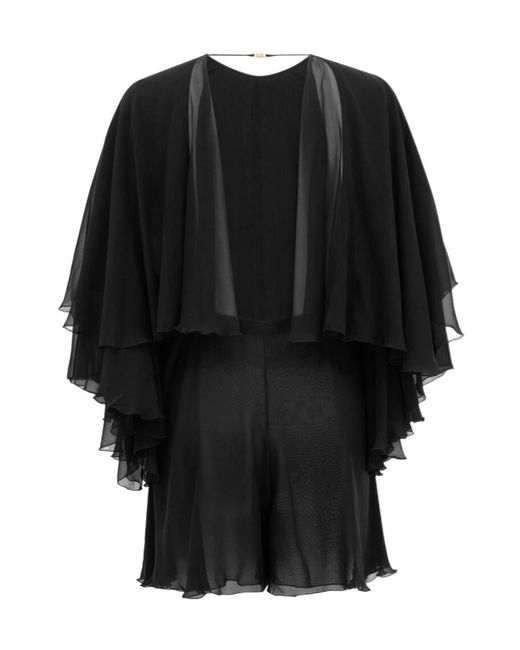 Saint Laurent Black Ruffled Backless Jumpsuit