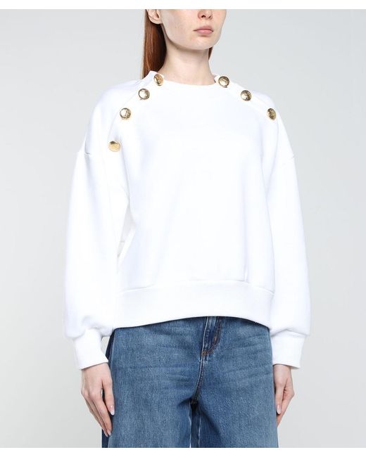 McQueen White Long-Sleeved Ribbed Sweater