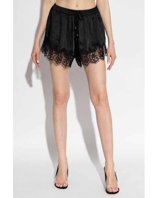 Self-Portrait Black Lace-Trim Shorts