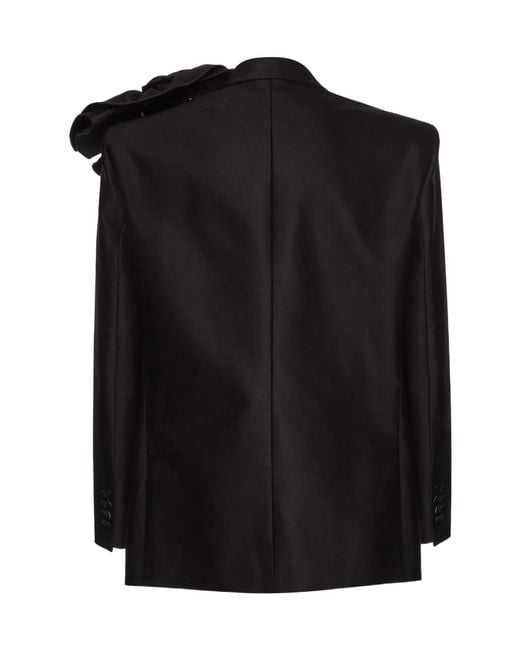 Magda Butrym Black Classic Flower Appliqué Blazer