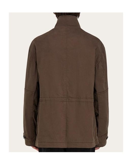 Ferragamo Brown Ferragamo High Neck Concealed Fastened Jacket for men