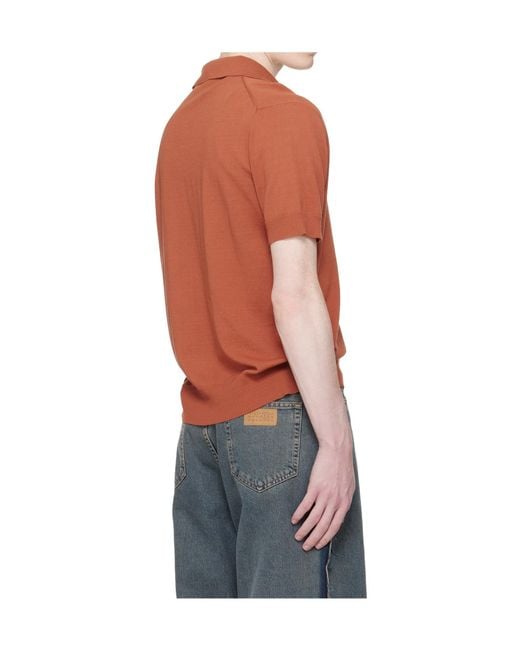 Vivienne Westwood Orange Buttoned Short-Sleeve Knitted Sweater for men
