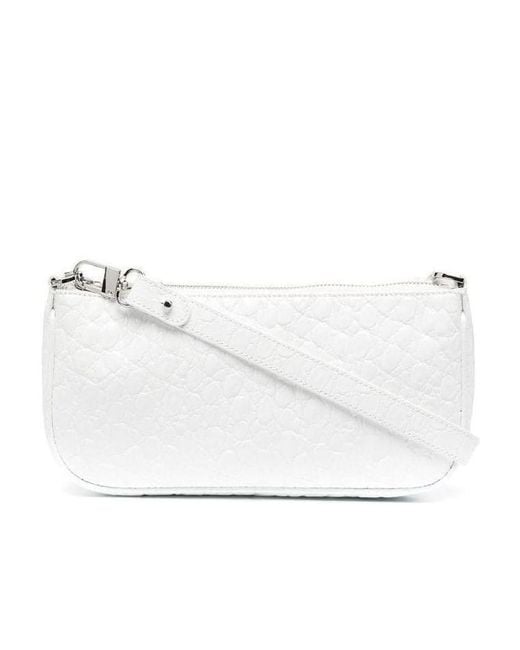 By Far White One Shoulder Bag With Imitation Crocodile Pattern