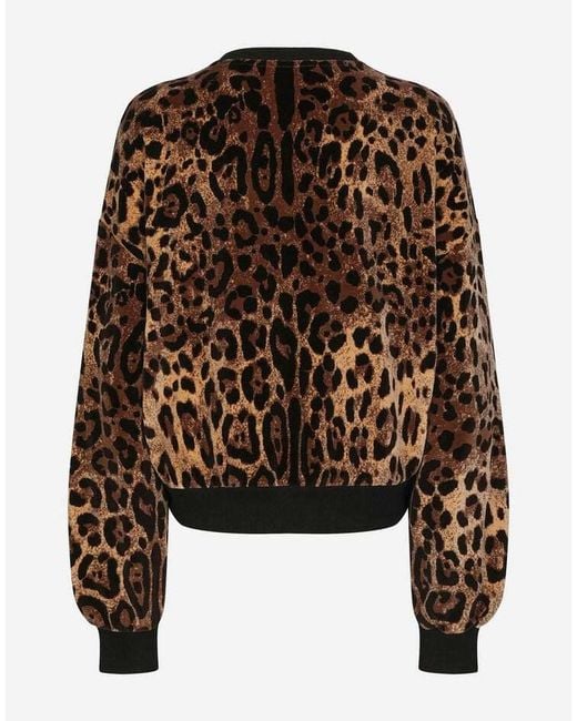 Dolce & Gabbana Black Leopard-Jacquard Chenille Jumper