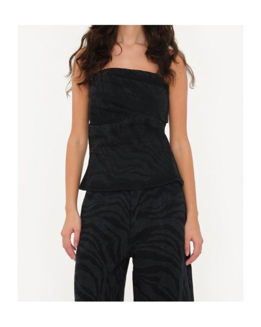 ROTATE BIRGER CHRISTENSEN Black Zebra Denim Top