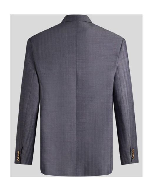 Etro Blue Pegaso Single-Breasted Blazer