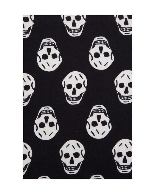 McQueen White Skull Print Scarf