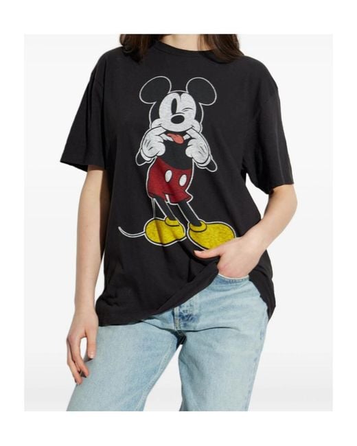 Re/done Black Silly Mickey Boyfriend Tee