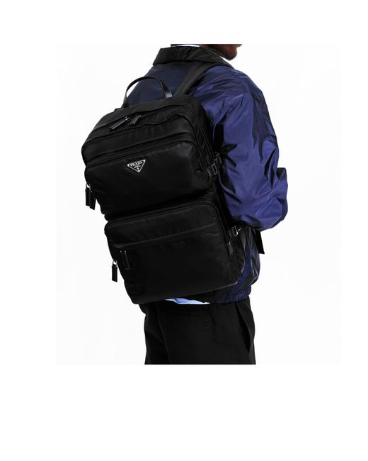Prada Black Triangular Logo Backpack for men