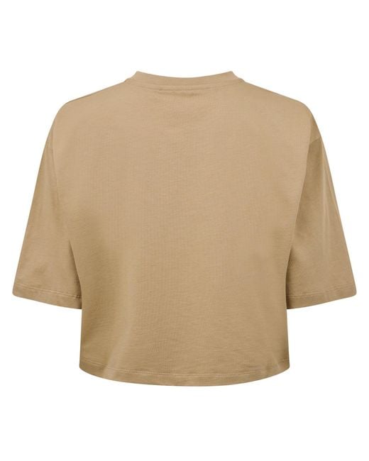 Balmain Natural Logo Print Cropped T-Shirt