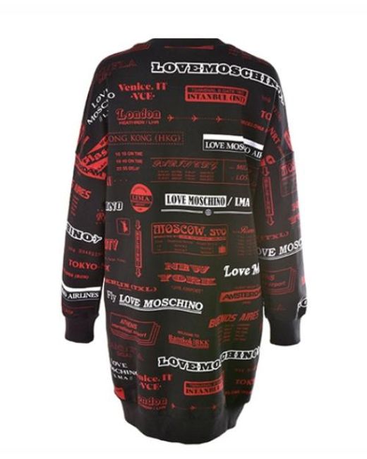 Moschino Multicolor Fashion Alphabet Pattern Printed Dress