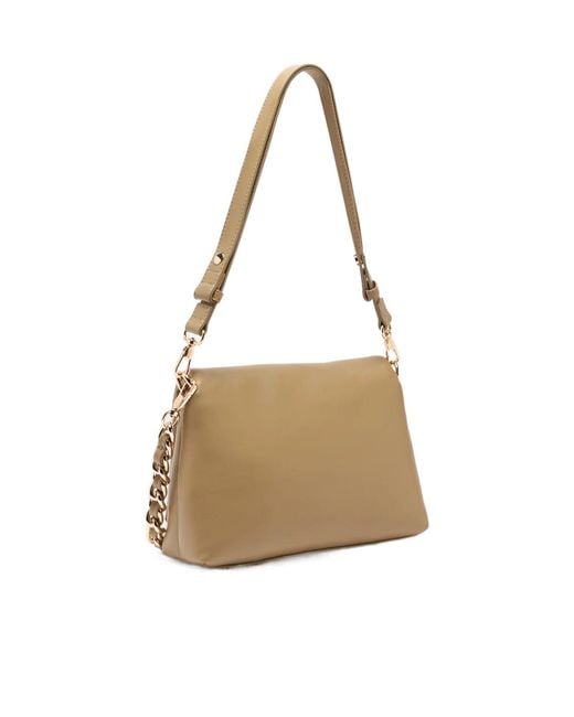 Liu Jo White Lapuffy Medium Braided Chain Logo Crossbody Bag