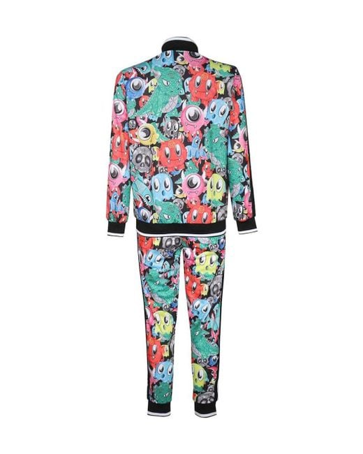 Philipp Plein Blue Cartoon-Print Two-Piece Tracksuit for men