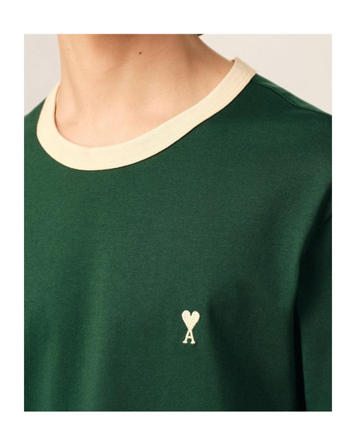 AMI Green Ami Ami De Coeur Long Sleeve Crewneck T-Shirt for men
