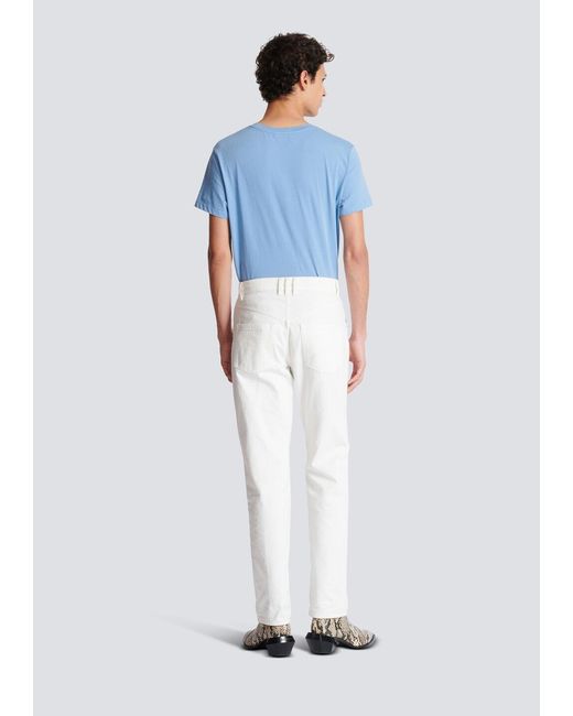 Balmain White Mid-Rise Slim-Fit Jeans for men