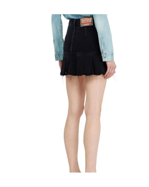 DIESEL Black Frayed Denim Skirt