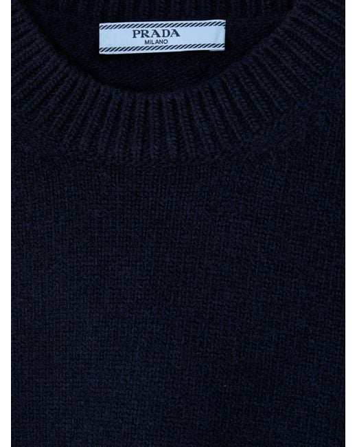 Prada Blue Elbow-Patch Sweater