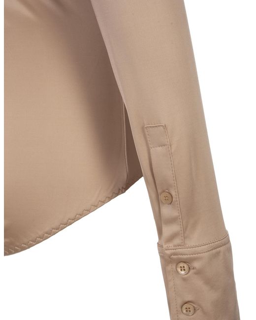 Sportmax Natural Buttoned Long-Sleeved Top