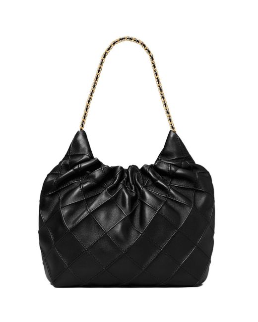 Tory Burch Black Fleming Drawstring Mini Hobo Bag