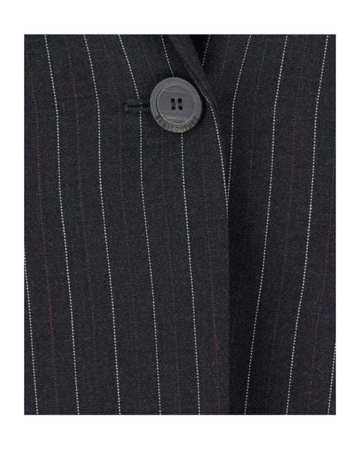 Semicouture Black Semi Couture Carmen Pinstripe Single-Breasted Blazer