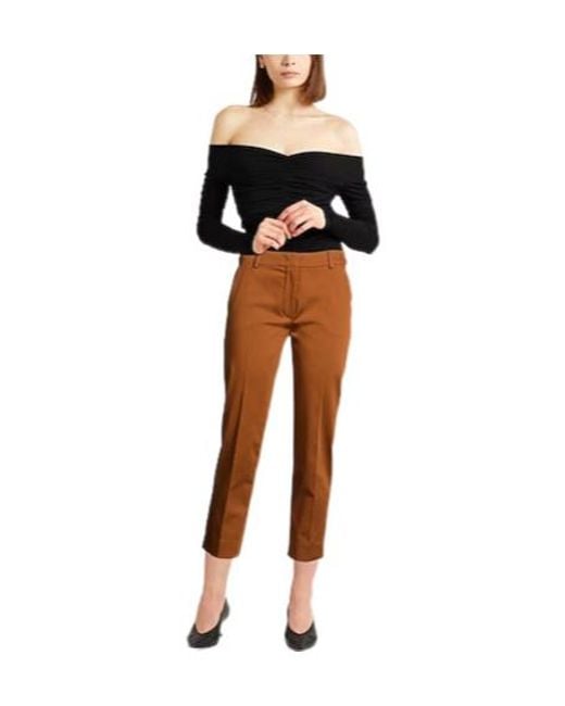 Max Mara Brown Simple Slim-Fit Pants