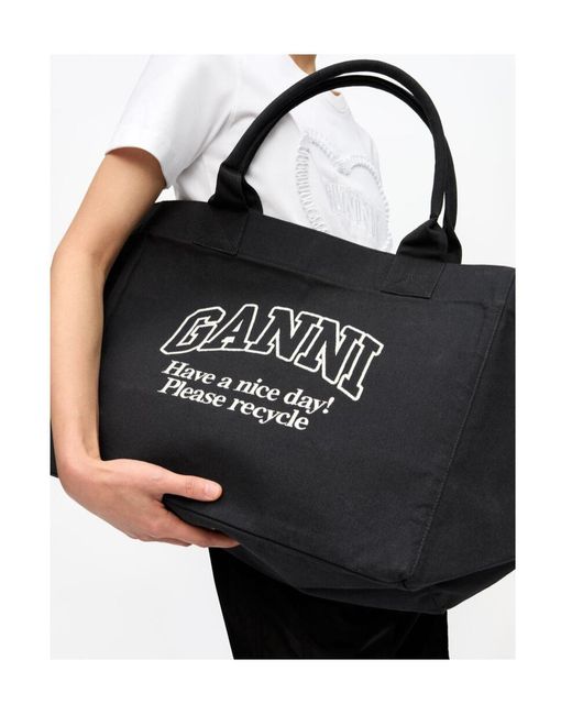 Ganni Black Oversized Tote Bag