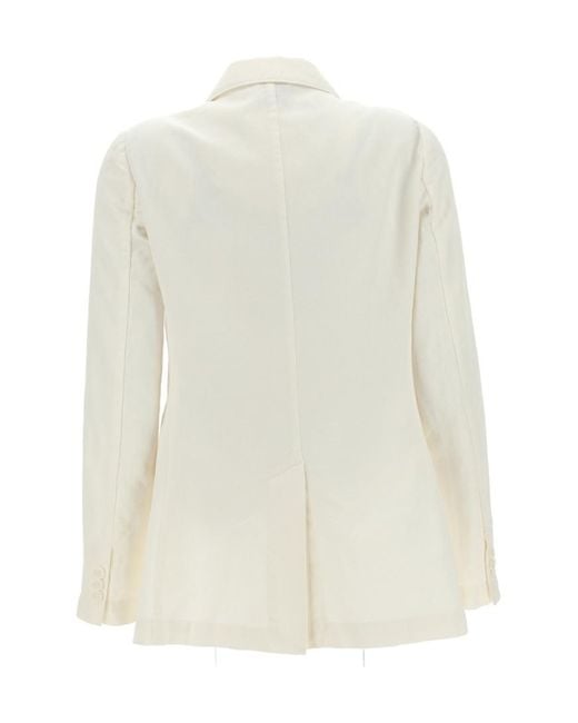 Aspesi White Flap-Pocketed Double-Breasted Blazer