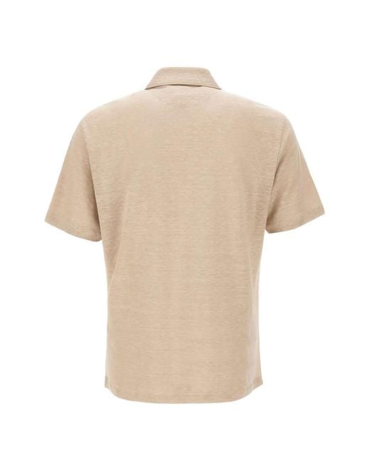 Eleventy Natural Four-Button Knit Polo Shirt for men