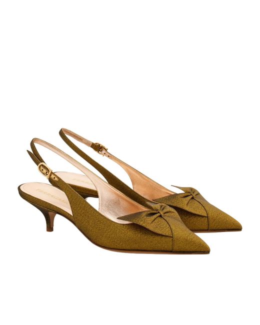 Ferragamo Metallic Soft Bow Slingback Pump