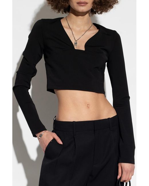 Givenchy Black Long-Sleeve Cropped Top