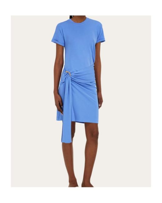 Ferragamo Blue Draped Dress
