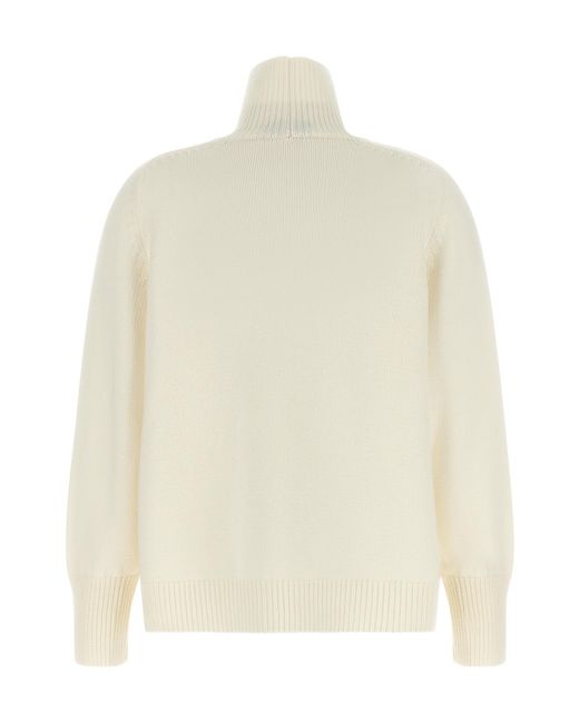 Fabiana Filippi White Ribbed Turtleneck Knitted Sweater
