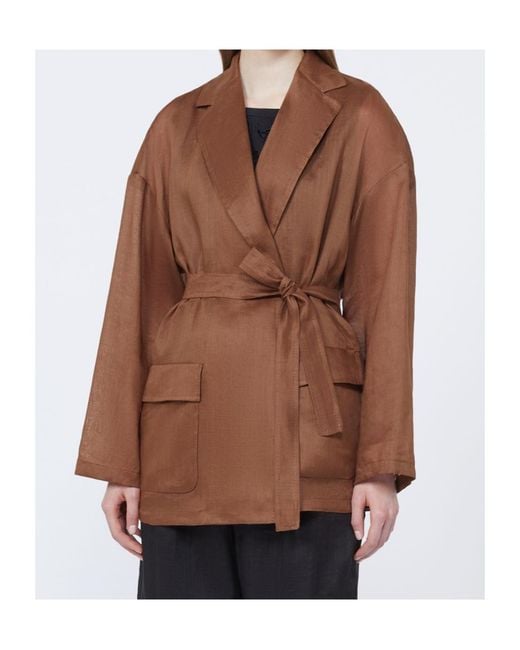 Max Mara Brown Studio Fatto Belted Jacket
