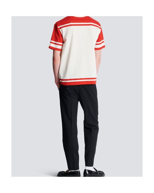 Balmain Pink Varsity T-Shirt With Écusson Print for men