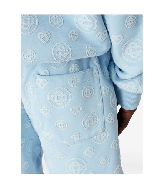 Casablanca Blue Monogram Print Shorts for men