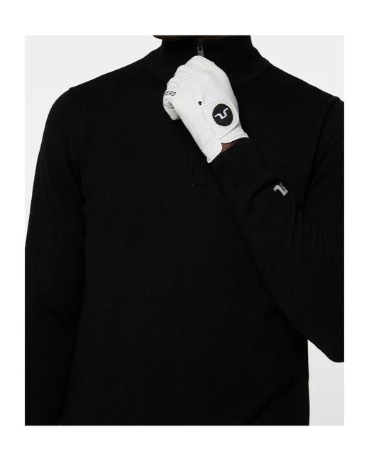 J.Lindeberg Black Half-Zip Fine-Knit Jumper for men