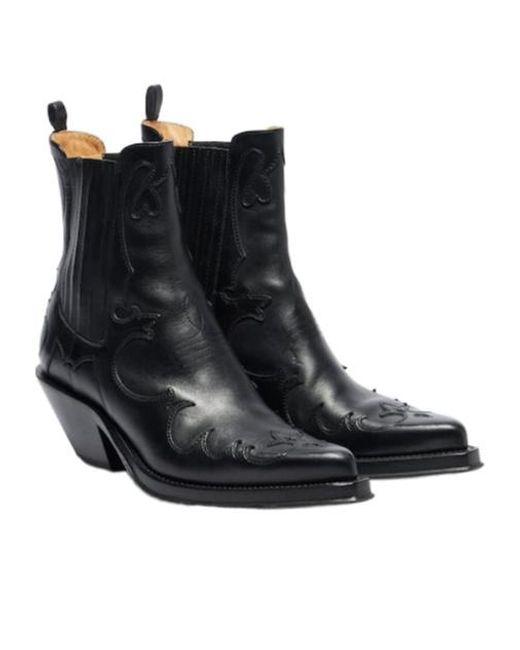 Gabriela Hearst Black Cassidy Cow-Print Leather Cowboy Boots