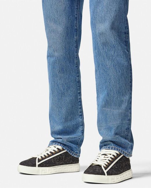 Versace Multicolor Barocco Greca Jacquard Lace-Up Sneakers for men