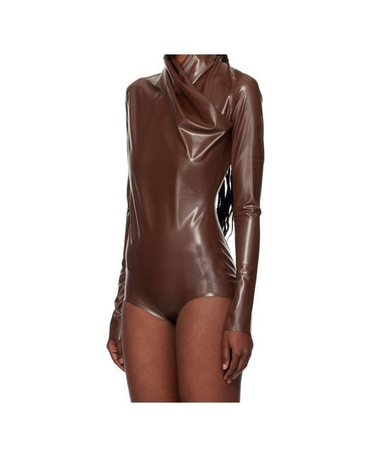 Mugler Blue Draped Long-Sleeved Top