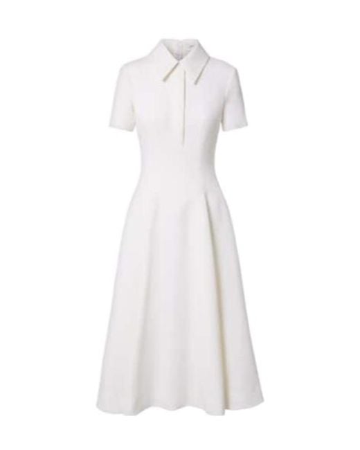 Emilia Wickstead White Jody Pleated Wool Midi Dress